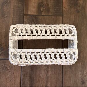Vintage white wicker tissue box cover